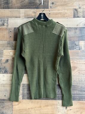 Vintage US Military DLA Valor Collection Olive Drab Ribbed Commando Sweater-S 40